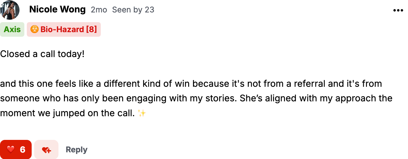 Closed a new client from stories